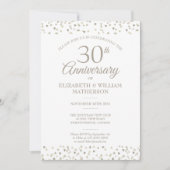 Invitation Célébration des 30 ans de mariage Cœurs de perles (Devant)