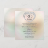 Invitation Célébration des 30 ans de mariage Perle Cœur Carré (Devant / Derrière)