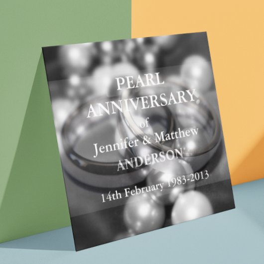 Invitation Célébration des 30 ans de mariage perle (N&B)