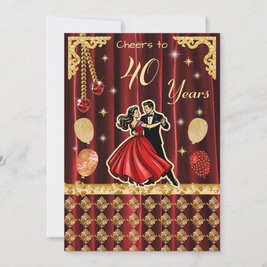 Invitation Célébration des 40 ans d'or | Le Jubilé de Rubis (Devant)
