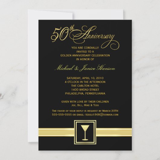 Invitation Célébration des 50 ans de mariage - Moderne (Dos)