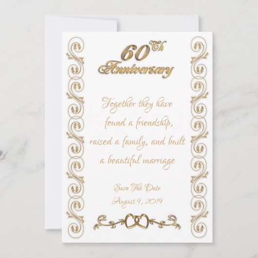 Invitation Célébration des 60 ans de mariage (Devant)