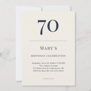 Invitation Célébration des 70 ans Classic Navy & Cream