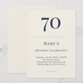 Invitation Célébration des 70 ans Classic Navy & Cream (Devant / Derrière)