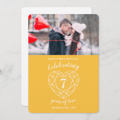 Invitation Célébration des 7 ans de mariage saphir jaune phot (Devant / Derrière)