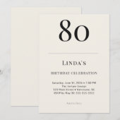 Invitation Célébration des 80 ans Classic Black & Ivory (Devant / Derrière)