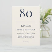 Invitation Célébration des 80 ans Classic Navy & Cream (Debout devant)
