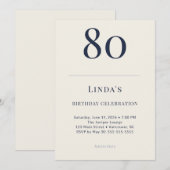 Invitation Célébration des 80 ans Classic Navy & Cream (Devant / Derrière)