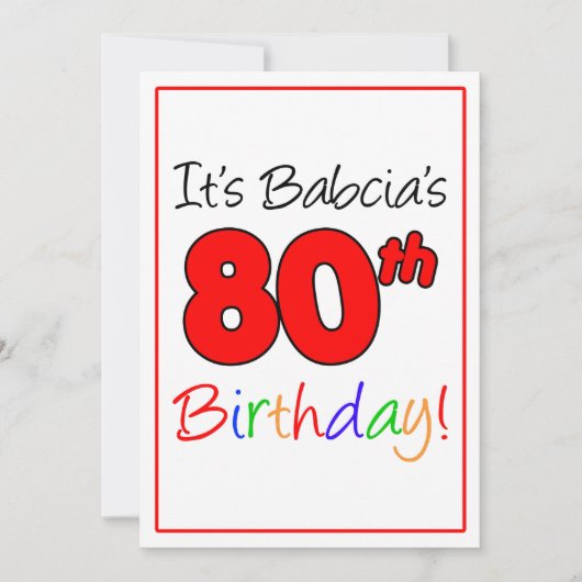 Invitation Célébration des 80 ans de Babcia (Devant)