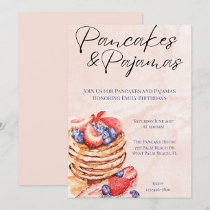 Invitation Célébration des crêpes à l'aquarelle et des pyjama