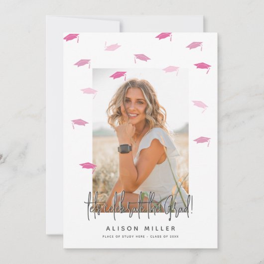 Invitation Célébration des diplômés modernes rose (Devant)