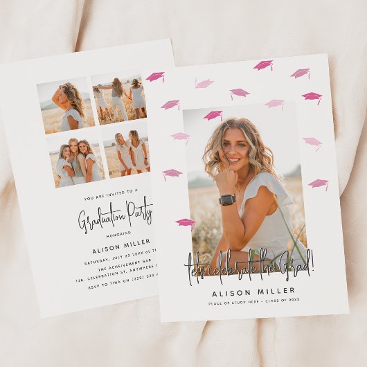 Invitation Célébration des diplômés modernes rose