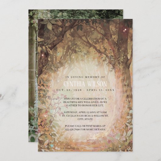 Invitation Célébration des funérailles de la forêt enchantée  (Devant / Derrière)