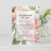 Invitation Célébration des funérailles de Pink Peonies (Debout devant)