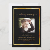 Invitation Célébration des funérailles de vie en or noir phot (Dos)