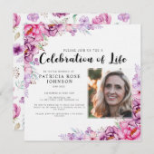 Invitation Célébration des funérailles florales roses de la v (Devant / Derrière)