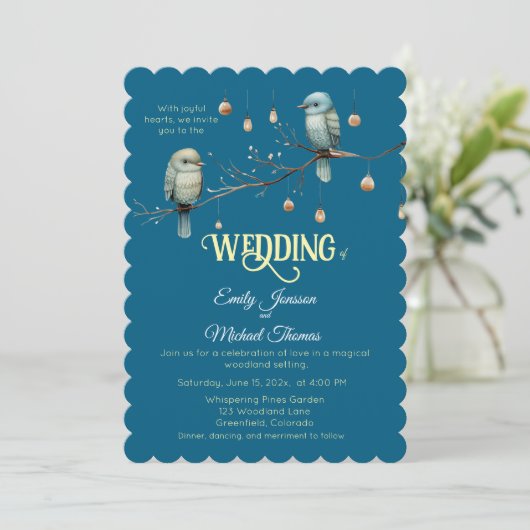 Invitation Célébration des Inséparables rustiques du bois (Debout devant)