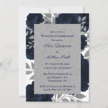 Célébration des Mariages Feuille bleu et argent de