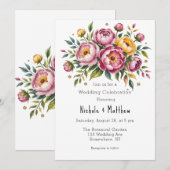 Invitation Célébration des pivoines roses et des Mariages flo (Devant / Derrière)