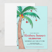 Invitation Célébration d'été de Noël Fête au Palmier (Devant / Derrière)