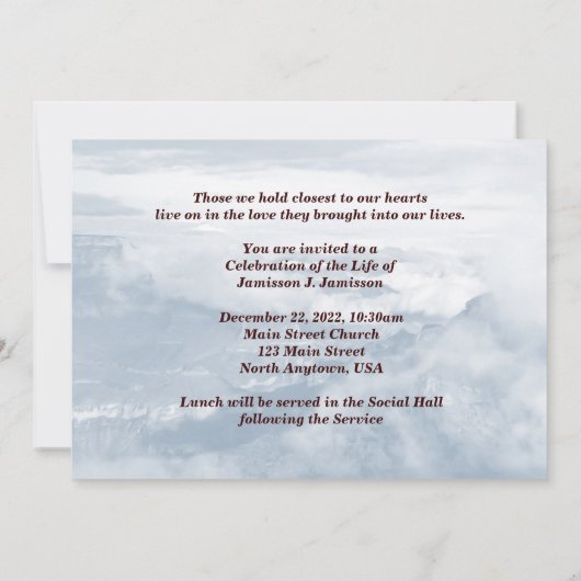 Invitation Célébration d'invitation de la vie, nuages de (Dos)