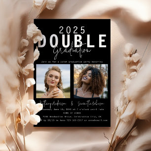 Invitation Célébration Double Moderne 2 Photo Remise des dipl