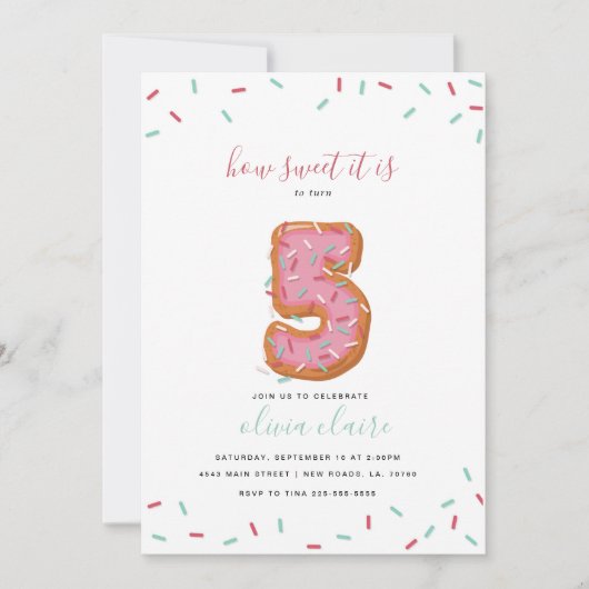 Invitation Célébration douce | cinq d'anniversaire (Devant)