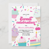 Invitation Célébration douce d'anniversaire de glace et de gâ (Devant)