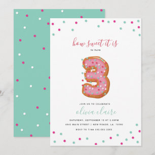Invitation Célébration douce trois d'anniversaire