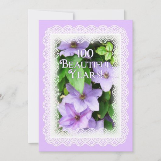 Invitation Célébration du 100e anniversaire - Clematis violet (Devant)