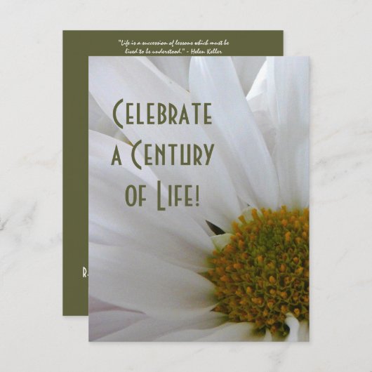 Invitation Célébration du 100e anniversaire-Fête (Devant / Derrière)