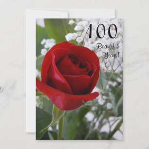 Invitation Célébration du 100e anniversaire - Rose rouge