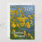 Invitation Célébration du 105e anniversaire/Florale jaune+Eau (Devant)