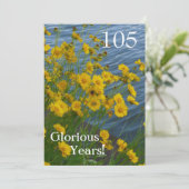 Invitation Célébration du 105e anniversaire/Florale jaune+Eau (Debout devant)