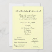 Invitation Célébration du 105e anniversaire/Florale jaune+Eau (Dos)