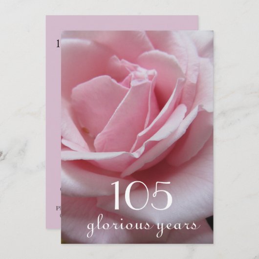 Invitation Célébration du 105e anniversaire !-Rose plutôt ros (Devant / Derrière)