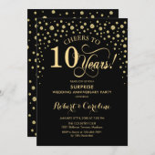 Invitation Célébration du 10e anniversaire de Surprise - Or n (Devant / Derrière)