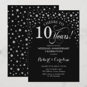 Invitation Célébration du 10e Anniversaire - Noir Argenté (Devant / Derrière)