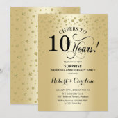 Invitation Célébration du 10e anniversaire - Noir Or (Devant / Derrière)