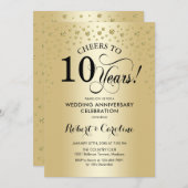 Invitation Célébration du 10e anniversaire - Or Noir (Devant / Derrière)