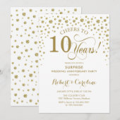 Invitation Célébration du 10e anniversaire surprise - Blanc O (Devant / Derrière)