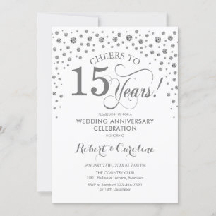 Invitation Célébration du 15e anniversaire - Blanc Argent