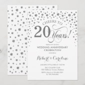 Invitation Célébration du 20e anniversaire - Blanc argent (Devant / Derrière)