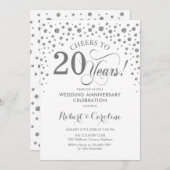 Invitation Célébration du 20e anniversaire - Blanc argenté (Devant / Derrière)