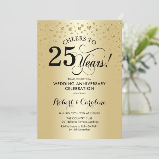 Invitation Célébration du 25e anniversaire - Black or (Debout devant)