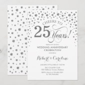 Invitation Célébration du 25e anniversaire - Blanc Argent (Devant / Derrière)