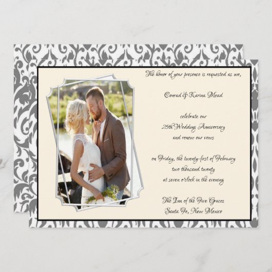 Invitation Célébration du 25e anniversaire de mariage (Devant / Derrière)