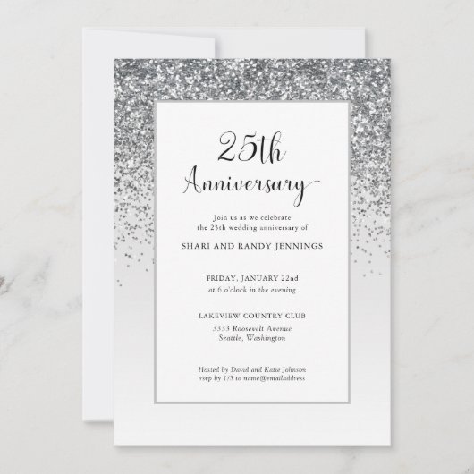 Invitation Célébration du 25e anniversaire de mariage avec pa (Devant)