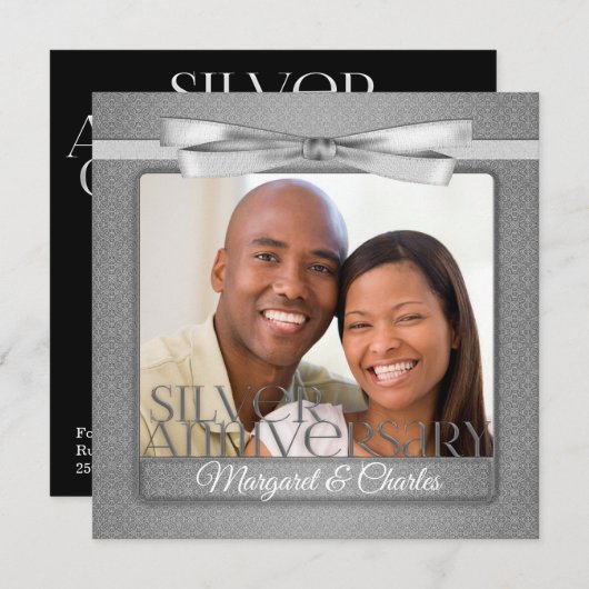 Invitation Célébration du 25e anniversaire de mariage avec ph (Devant / Derrière)