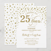 Invitation Célébration du 25e anniversaire de surprise - Or b (Devant / Derrière)